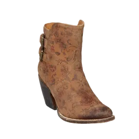 Lucchese Ladies Catalina Brown Floral Printed Shortie Boots M4953