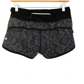 Lululemon Black with Subtle Snakeskin Print Speed Shorts- Size 4