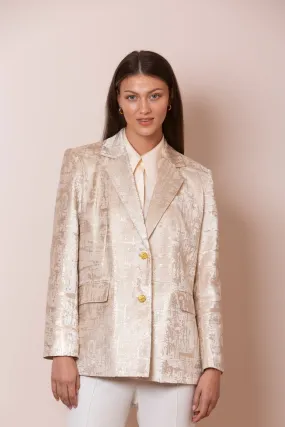 Luna Distressed Finish Metallic Blazer