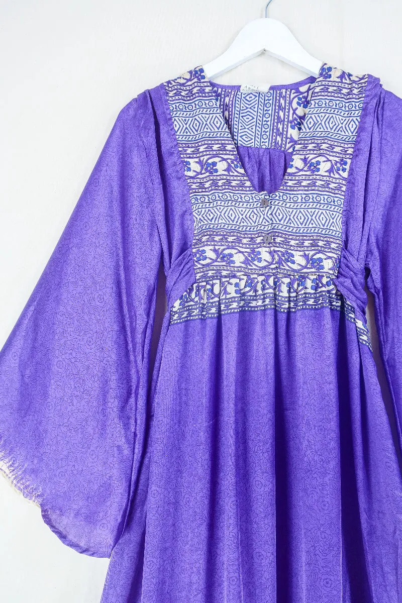 Lunar Maxi Dress - Vintage Sari - Violet Wildflower - Size S