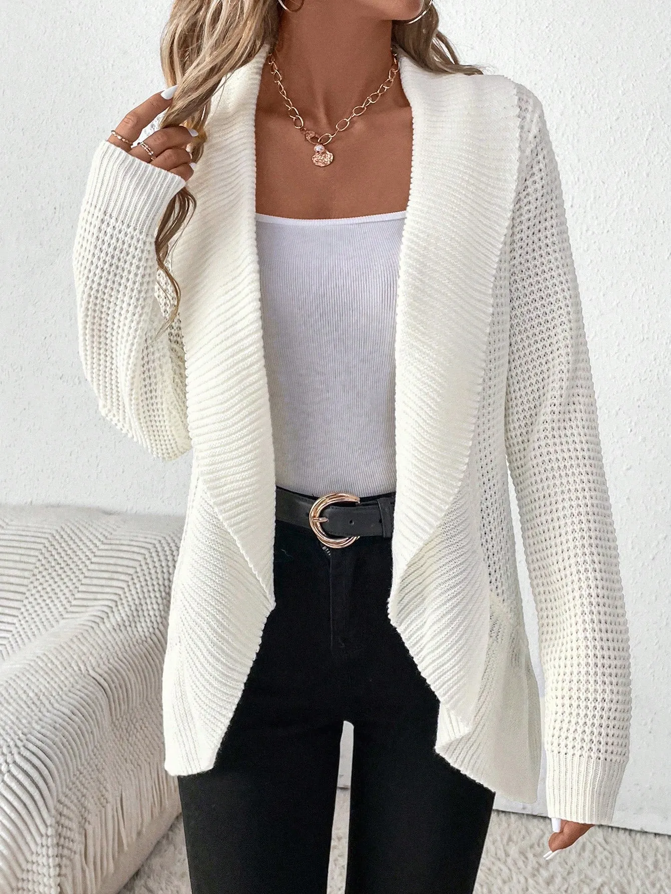 LUNE Shawl Collar Casual Design Cardigan