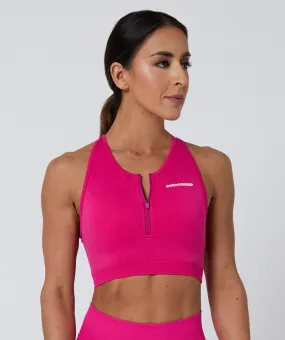 Luscious Seamless Zip Racerback Sports Bra Magenta