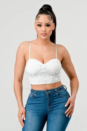 LUX SUPER STRETCH MESH PATTERN LAYERED BUSTIER TOP