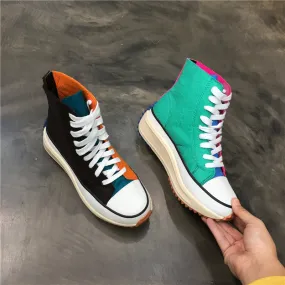 LUXE SEVEN DESIGN COLORBLOCK HIGH TOP CANVAS TRAINERS