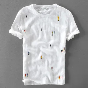 Luxury Linen Embroidered T-Shirt