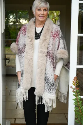 Luxury Patterned Faux Fur Trim Wrap | Pia Rossini