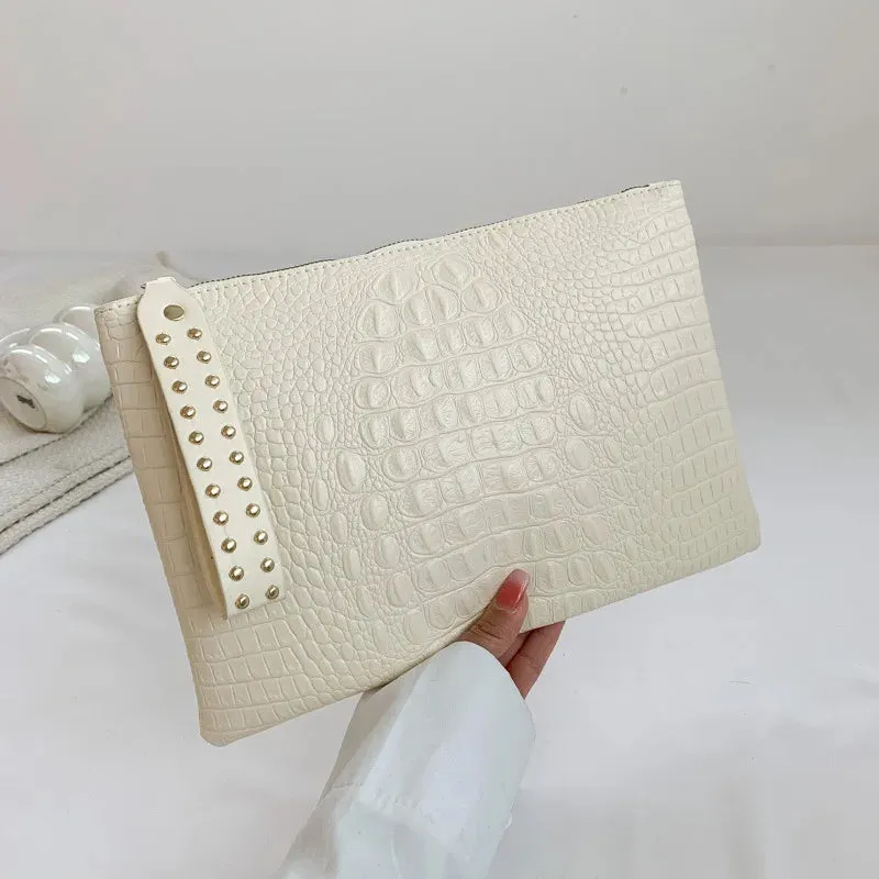 Luxury PU Leather Envelope Bag - Women's Clutches Purse - Portable Wristlet Handbag