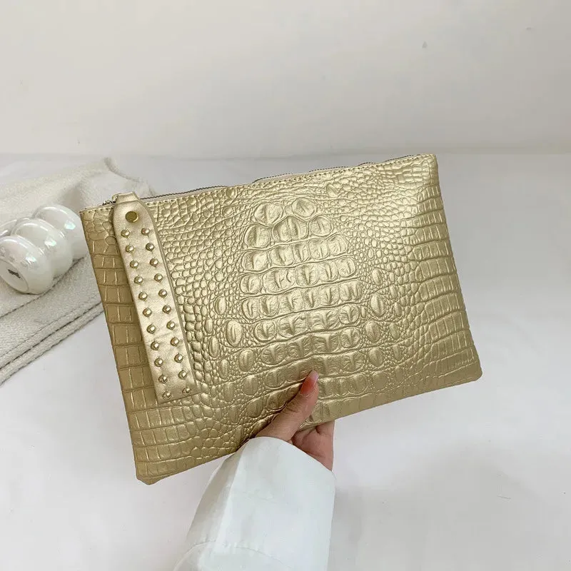 Luxury PU Leather Envelope Bag - Women's Clutches Purse - Portable Wristlet Handbag