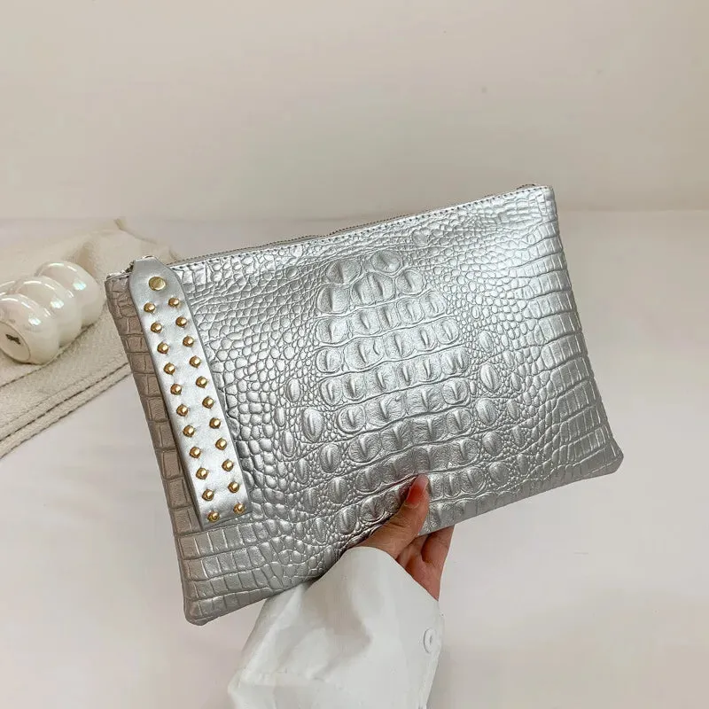 Luxury PU Leather Envelope Bag - Women's Clutches Purse - Portable Wristlet Handbag