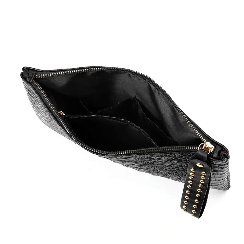 Luxury PU Leather Envelope Bag - Women's Clutches Purse - Portable Wristlet Handbag