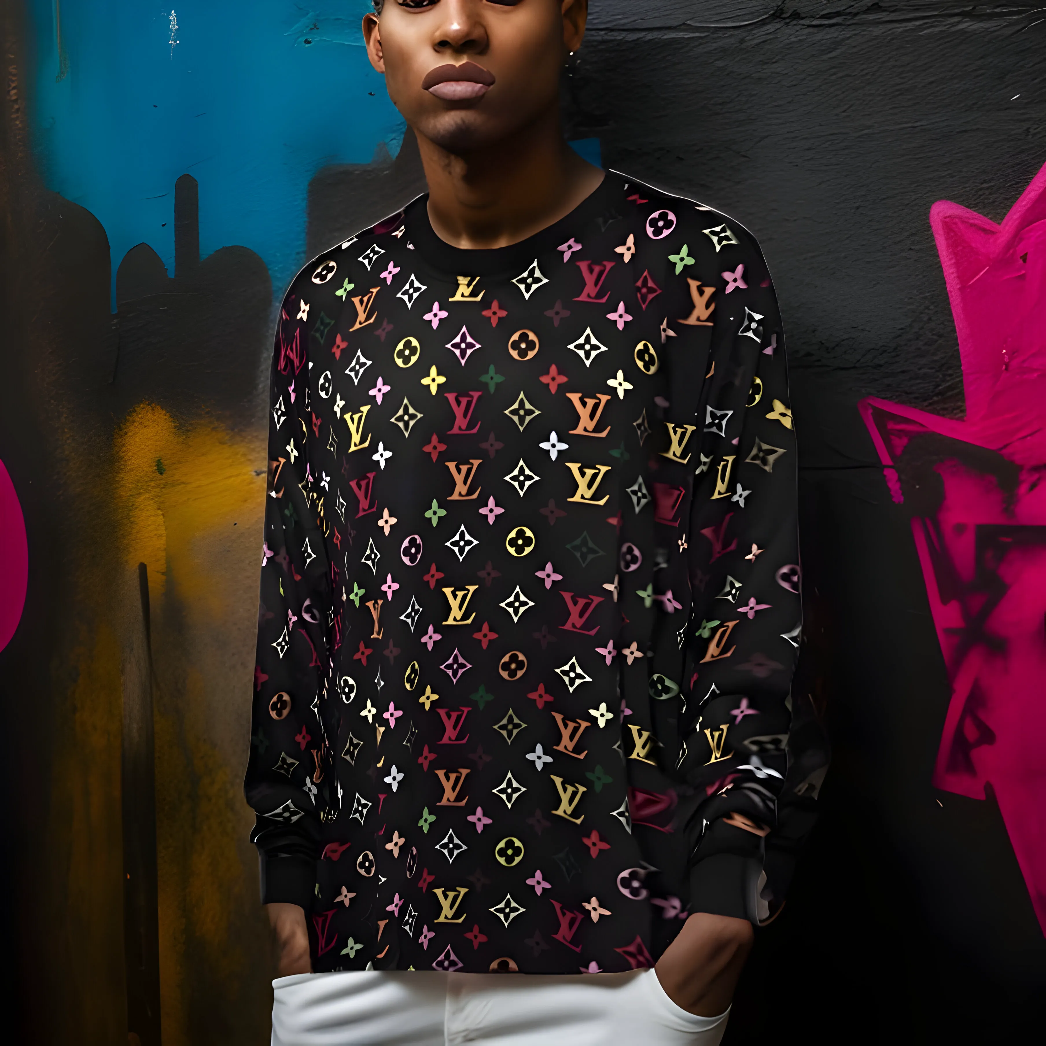 ^LUXURY^ RAINBOW ~ALL OVER PRINT”~ LONG SLEEVE TEES