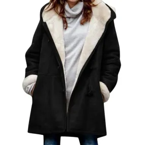 LVSANW Stylish Winter Overcoat Washable Women Outerwear Hooded Single Breasted Hood Jacket  Streetwear