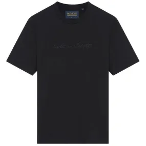 Lyle and Scott Mens Script Embroidery T Shirt Jet Black