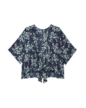 Macie Short Sleeve Kimono | Navy / Light Blue