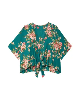 Macie Short Sleeve Kimono | Teal / Pink