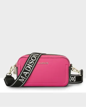 Maddie Double Zip Camera Crossbody Bag   Monogram Stripe Bag Strap