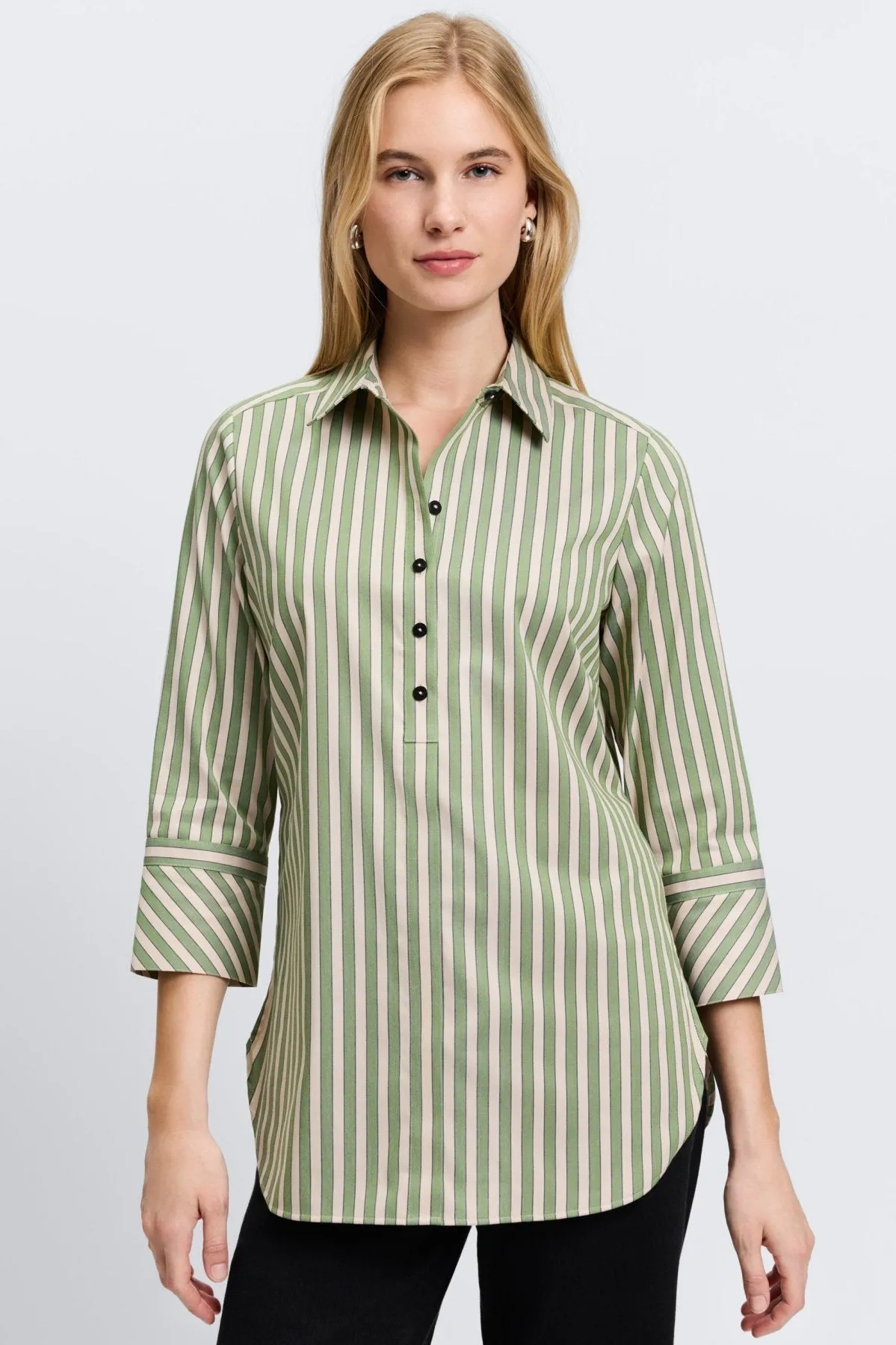 Madison Essential Stretch Striped No Iron Tunic