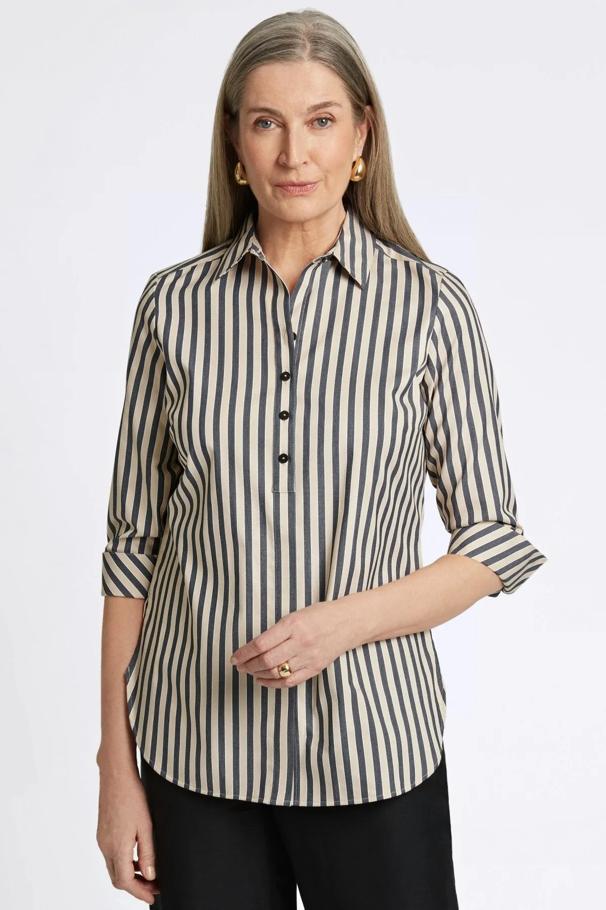 Madison Essential Stretch Striped No Iron Tunic