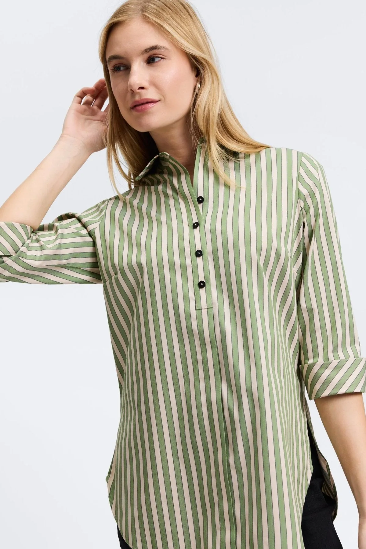 Madison Essential Stretch Striped No Iron Tunic