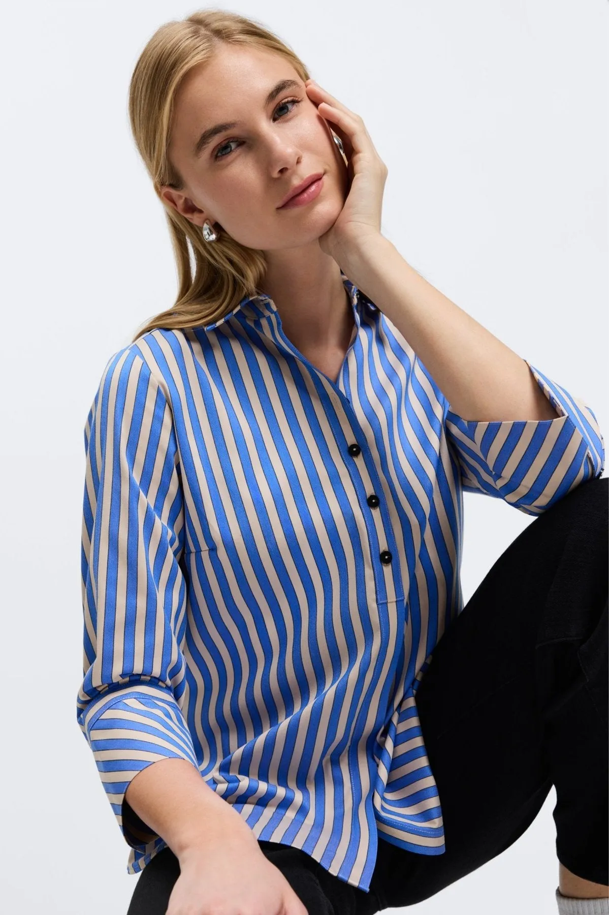 Madison Essential Stretch Striped No Iron Tunic