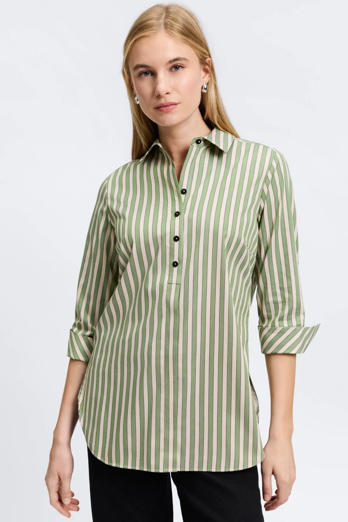 Madison Essential Stretch Striped No Iron Tunic