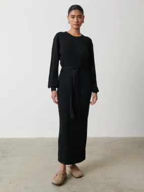 Mae Crew Neck Knit Dress - Black