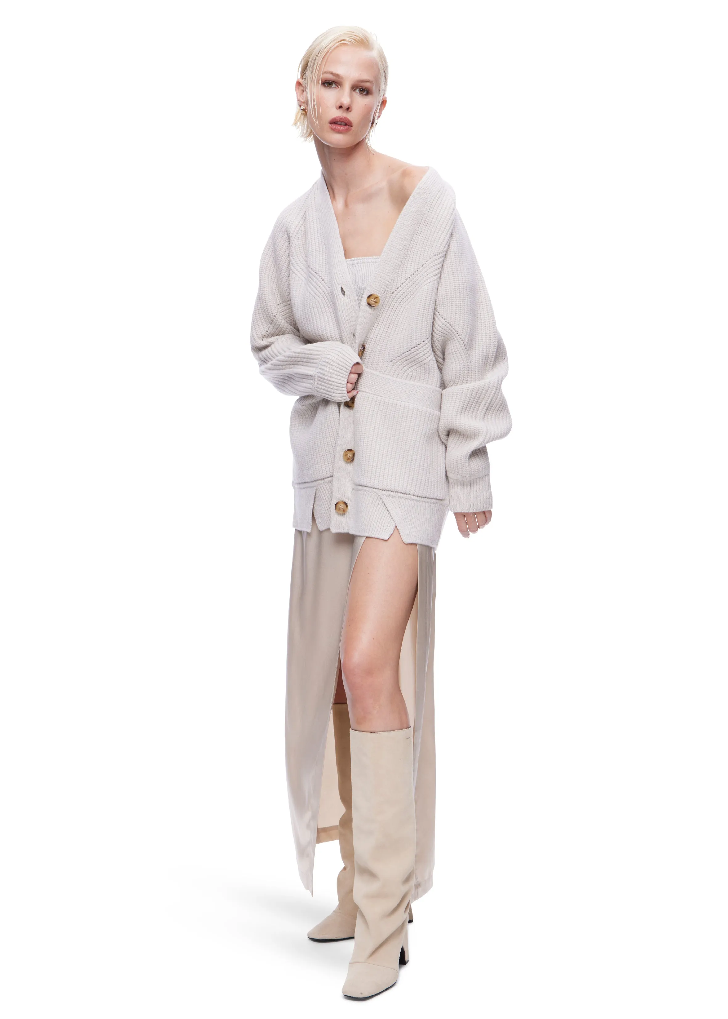 Magnlens Navi Oversized Wool Cardigan