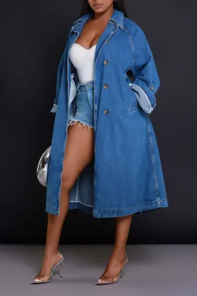 Make It Work Dual Button Denim Jacket - Medium Wash