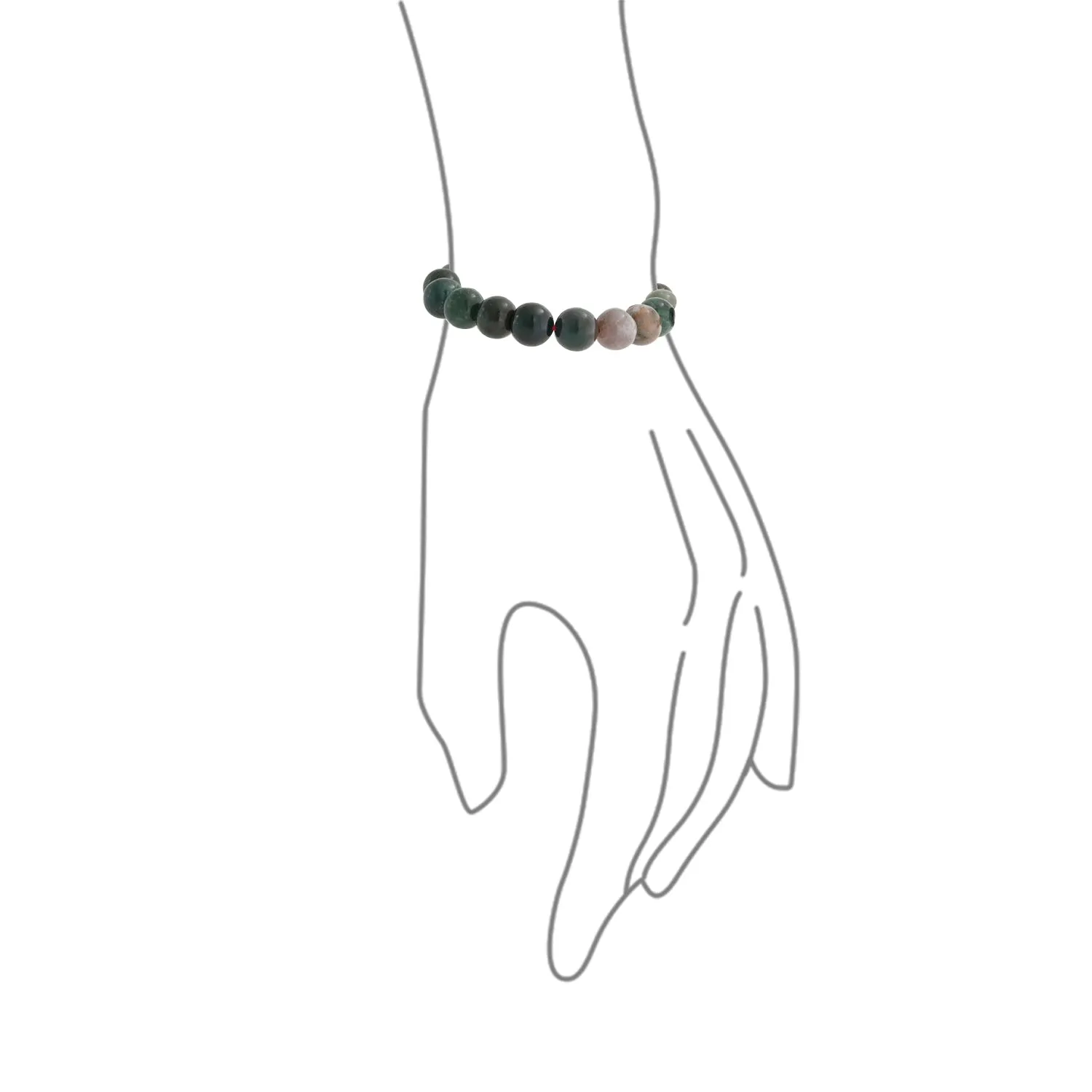Mala Brown Earth Stone Jasper Bead Stretch Bracelet for Men Multi-Color 10MM