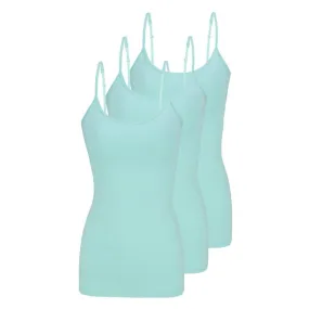M&M SCRUBS Women's Camisole Cotton Stretch Slim-Fit Cami Soft and Breathable Undershirt with Adjustable Strap Tank Top Multi Pack of 3 (Aqua) X-Small