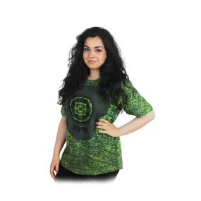 Mandala Print Green Round Neck T-Shirt
