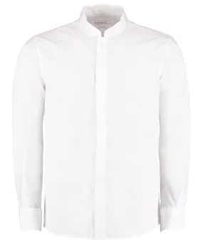 Mandarin collar shirt long-sleeved (tailored fit) | White