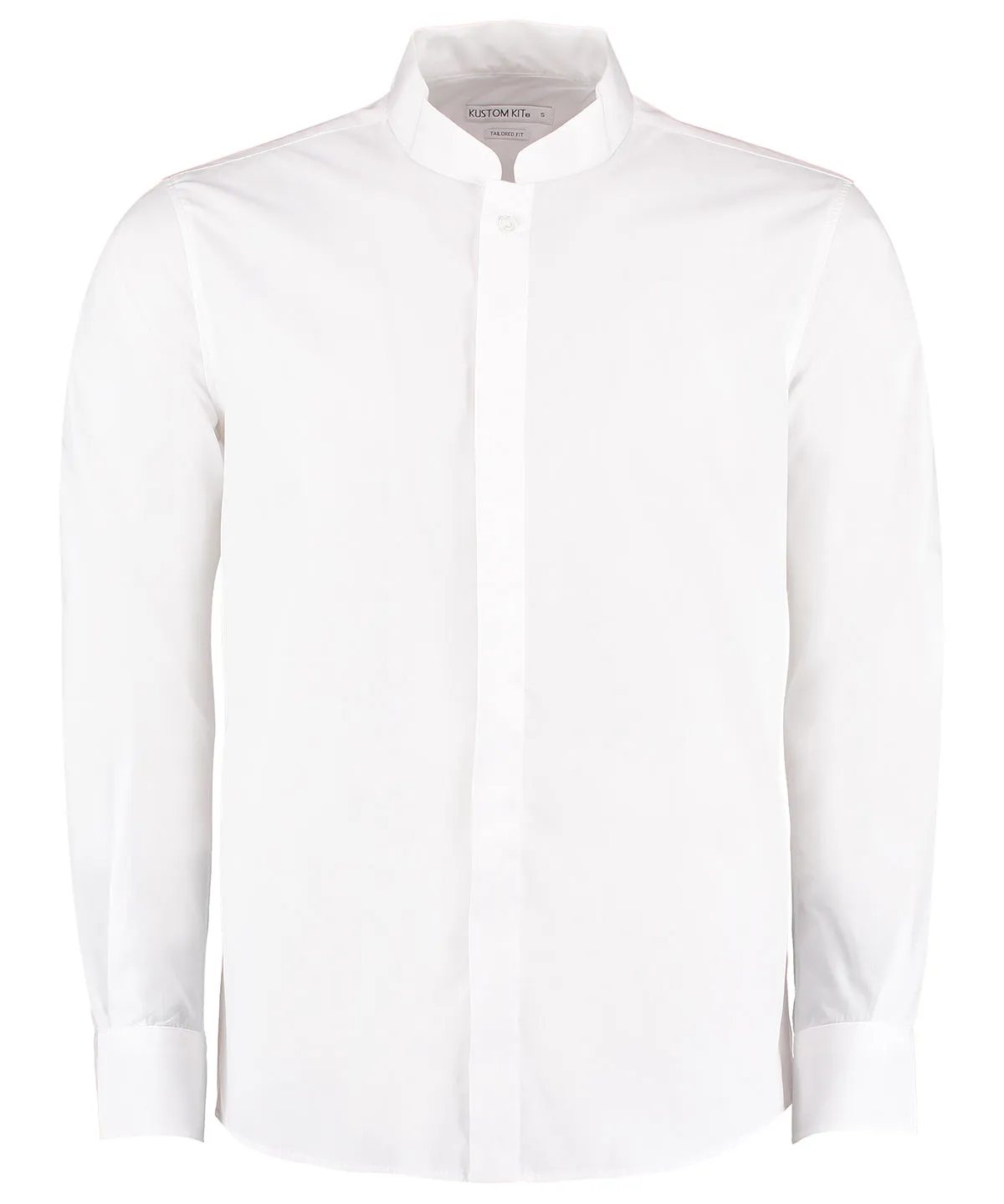 Mandarin collar shirt long-sleeved (tailored fit) | White
