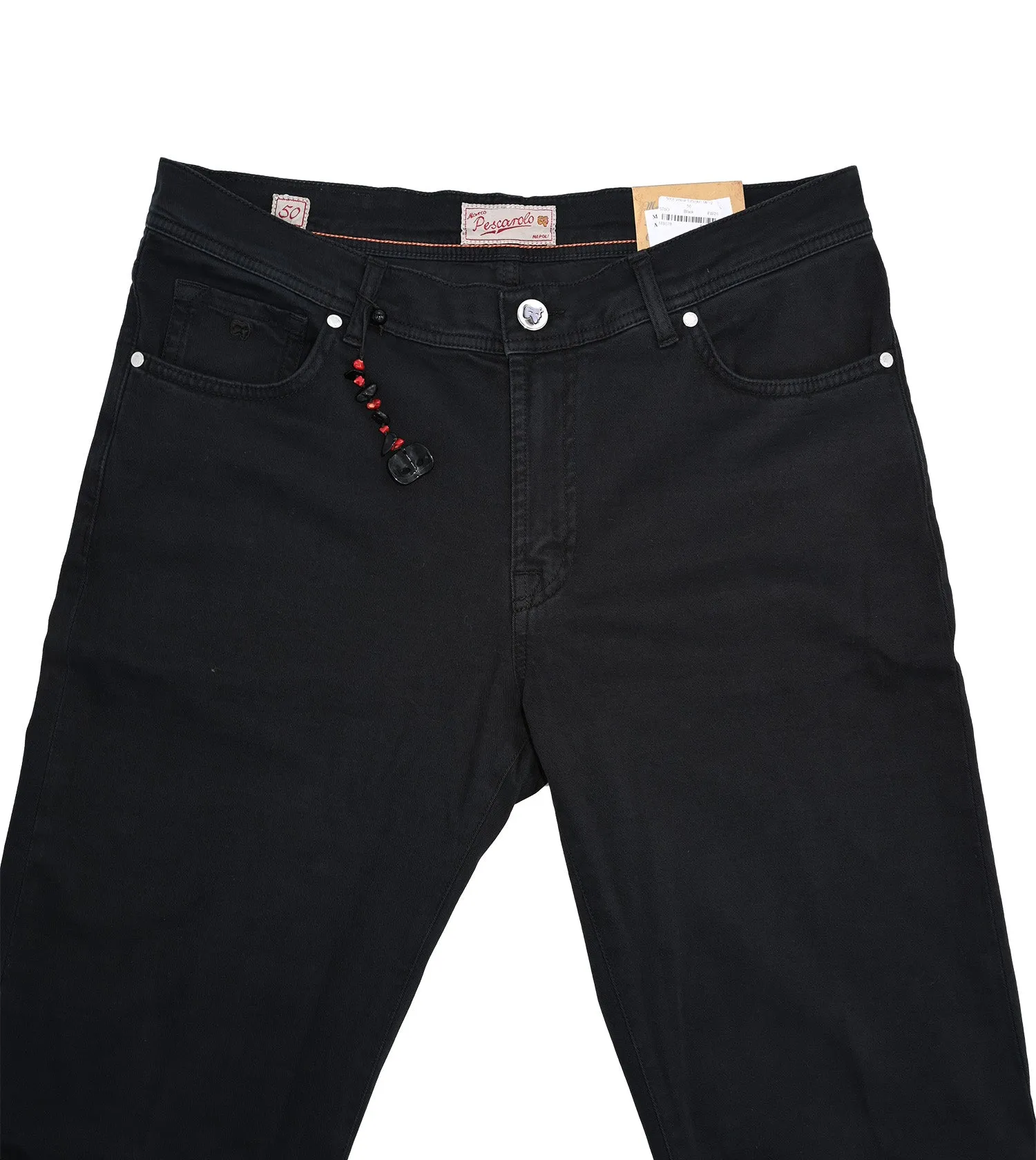 MARCO PESCAROLO Black Garment Dyed Velour 5 Pocket Pant