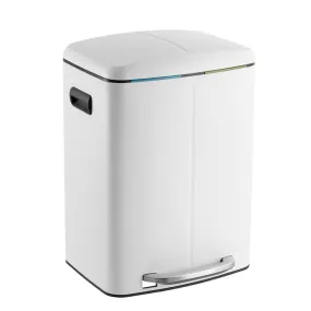 Marco Rectangular 10.5-Gallon Double Bucket Trash Can - White