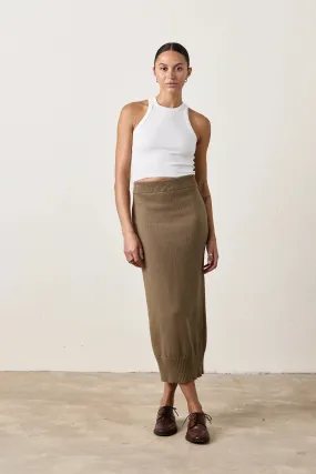 Marie Knit Skirt ~ Khaki