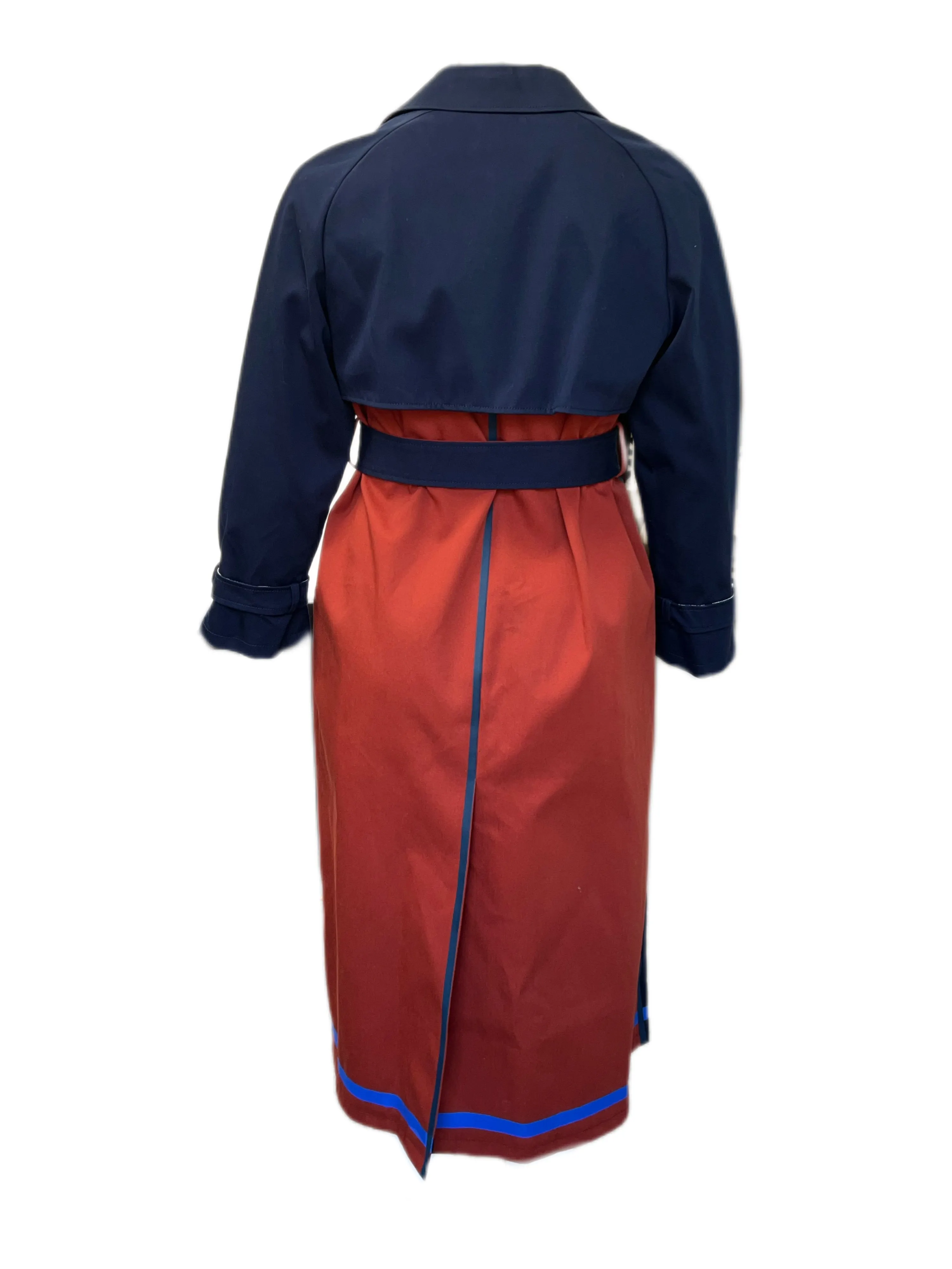 Marina Rinaldi Women's Navy Tilde Double Breasted Trench Coat Size 12W/21 NWT