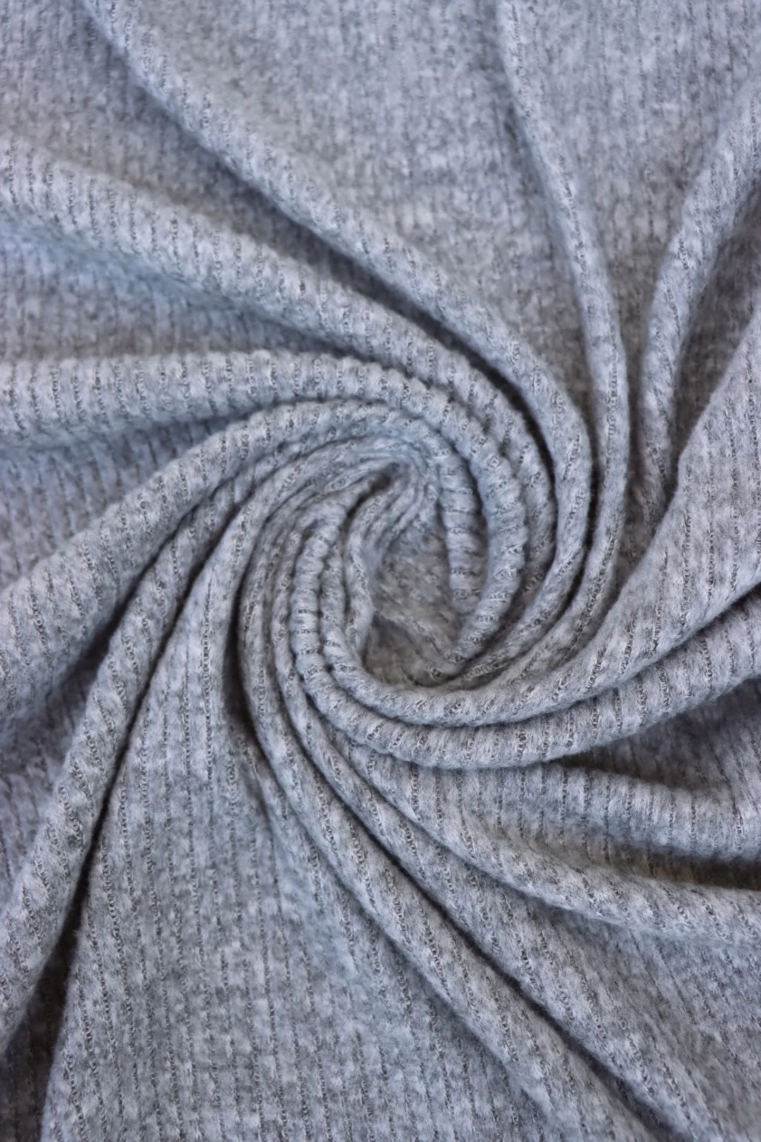 Marled Light Gray Brushed 4x1 Ribbed Sweater Knit