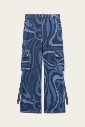 Marmo-Print Cargo Jeans
