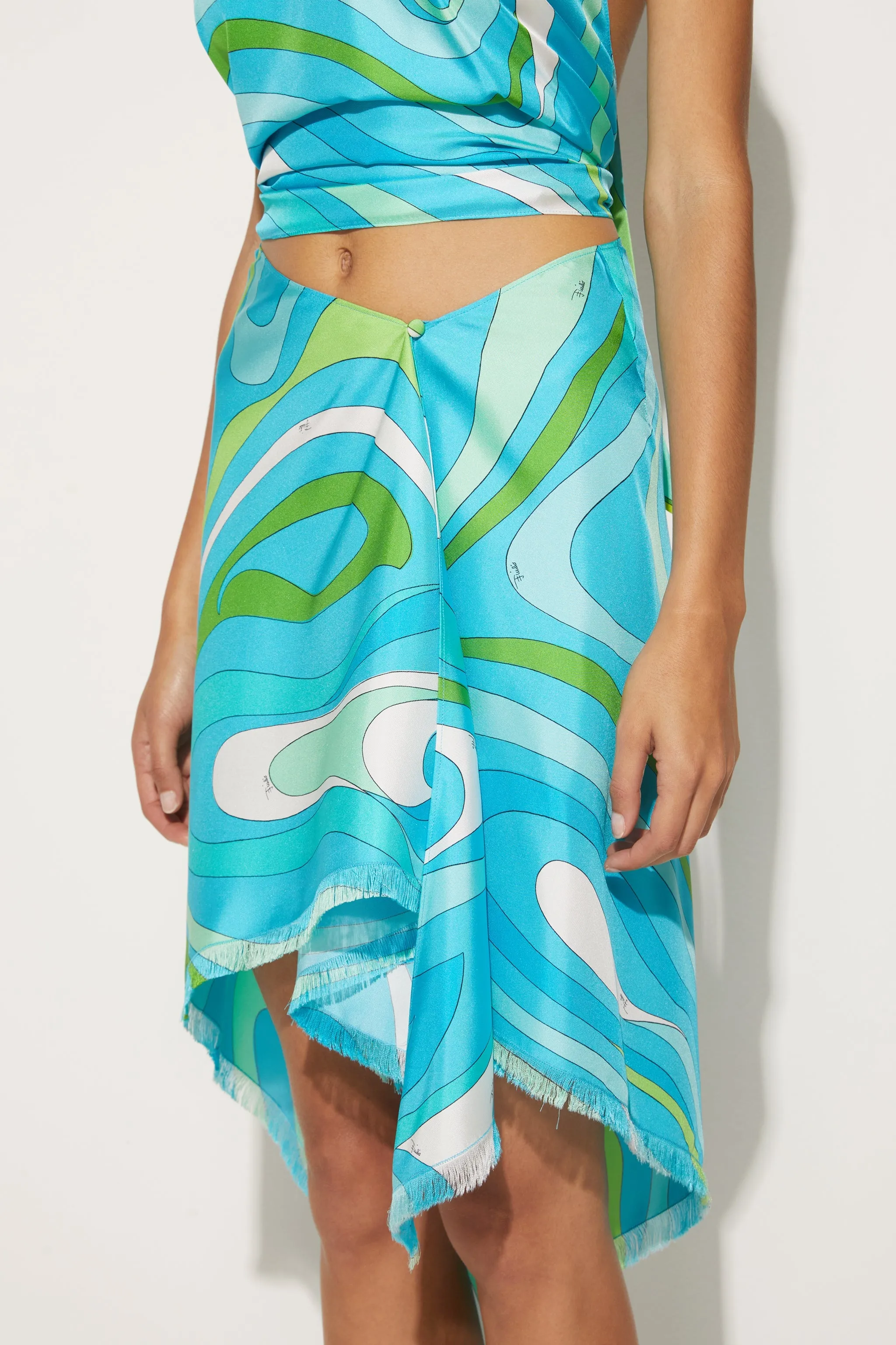 Marmo-Print Silk-Twill Skirt