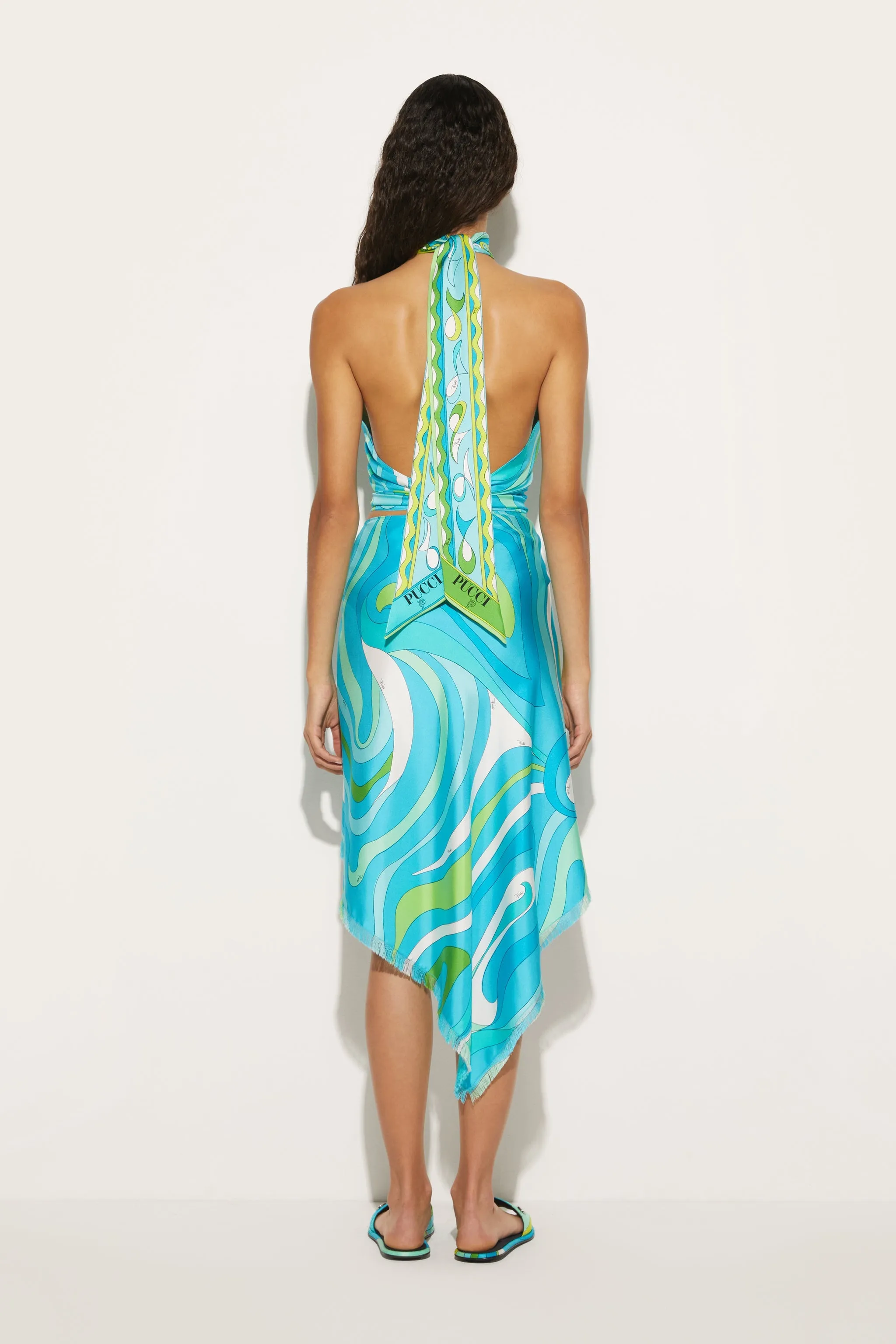 Marmo-Print Silk-Twill Skirt