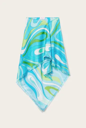 Marmo-Print Silk-Twill Skirt