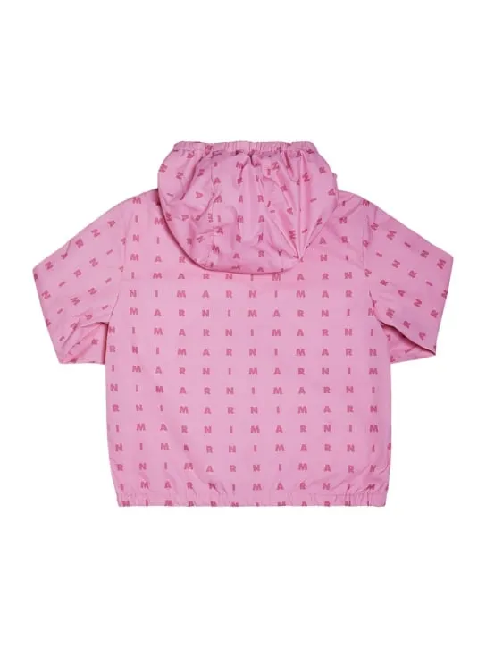 Marni Junior   Printed logo hooded nylon jacket 