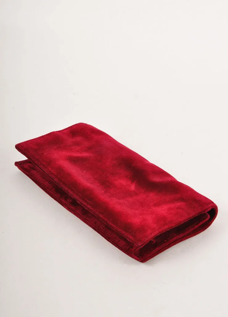 Maroon and Gold Embellished Velvet Clutch With Shoulder Strap