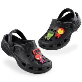 Marvel Boys Clogs with Removable Rubber Charms - Black Spiderman