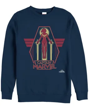 Marvel men's captain marvel take flight silhouette, Fifth Sun crew neck fleece, blue