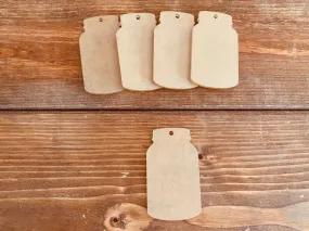 Mason Jar Acrylic Keychain Blanks - Set of 5 2.5" Diameter
