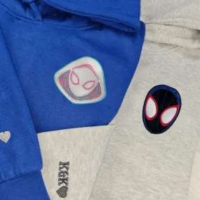 Matching Couple Hoodies -  Cartoon Spider Superhero Custom Embroidered Sweatshirts For Couples