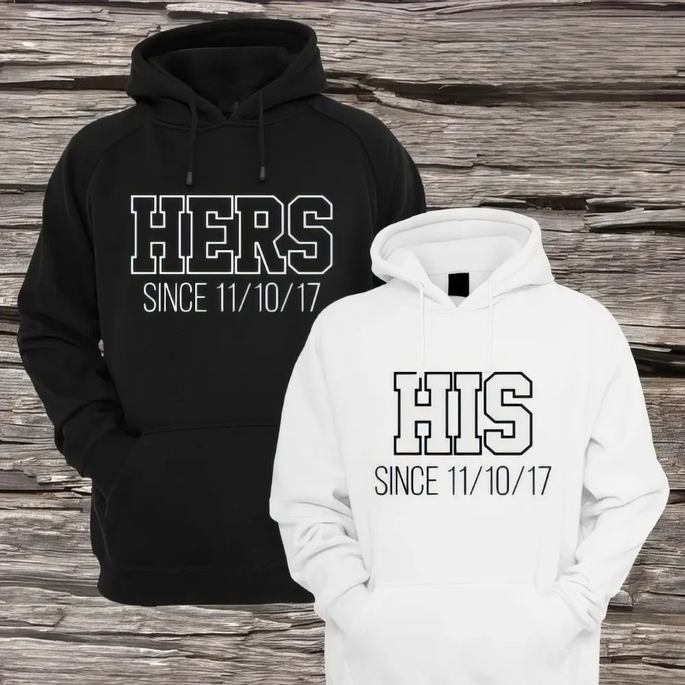Matching Couple Hoodies - His & Hers Custom Embroidered Couples Matching Hoodies