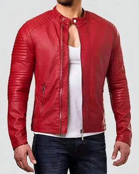 Mateo Red Quilted Leather Jacket
